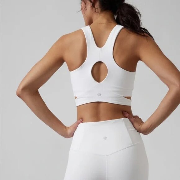 Athleta White Workout Crop Top with Cut Outs size L - Picture 6 of 10